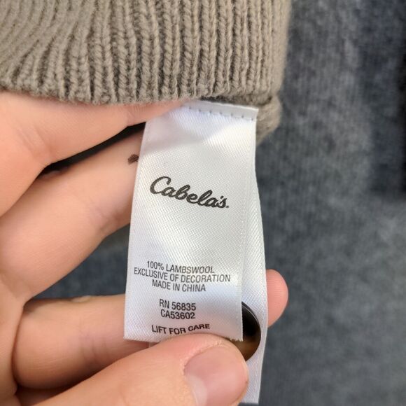 Cabela's Men's Sweater Tan Medium Mock Neck Pullover Lambswool Knit Long Sleeve - Picture 9 of 12